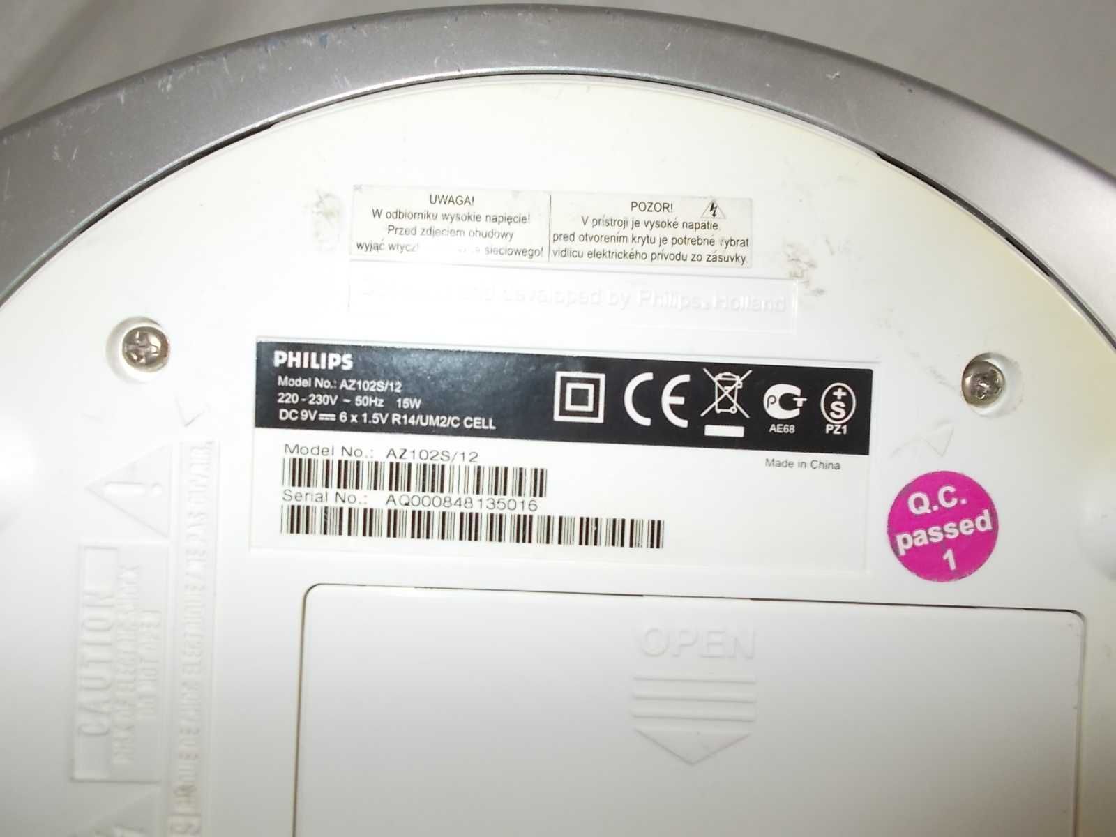Radioodtwarzacz Philips AZ102S,niesprawny CD