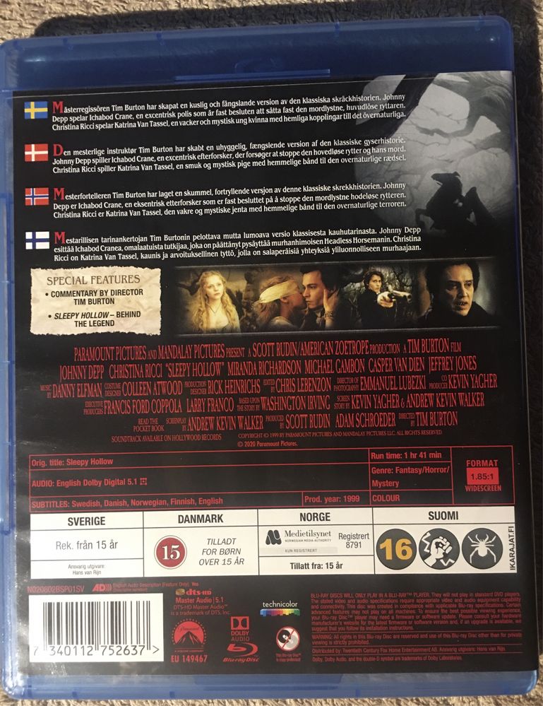 Sleepy Hollow Blu ray