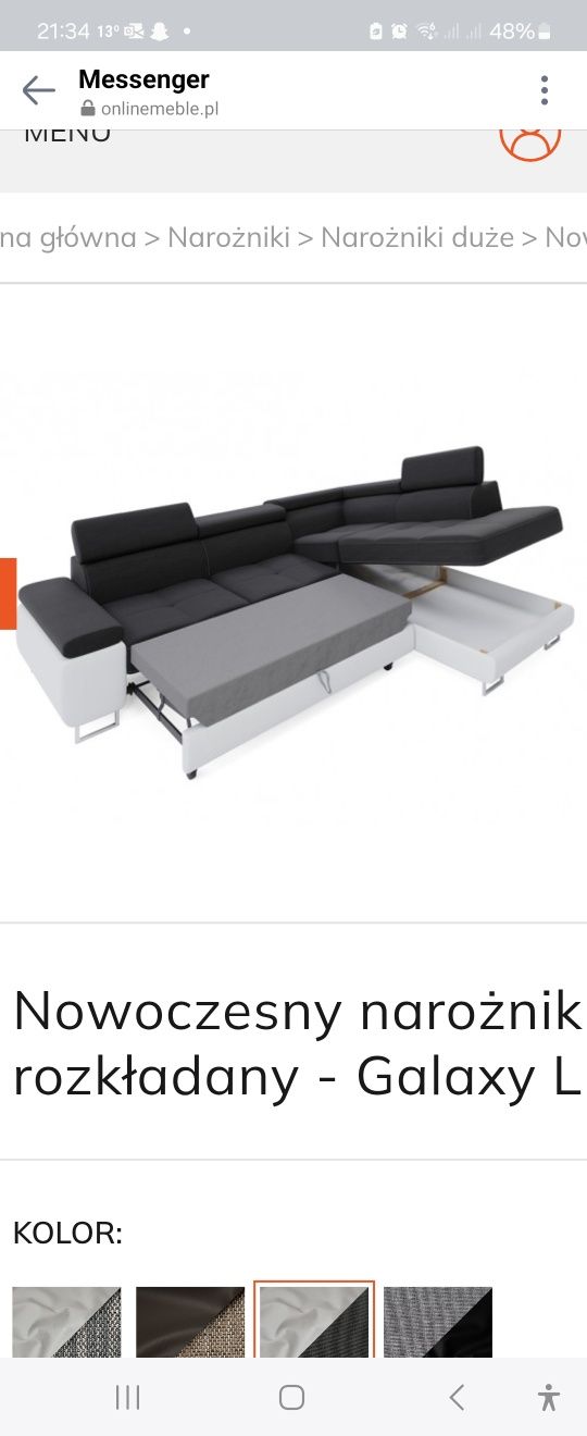 Narożnik z funkcją spania