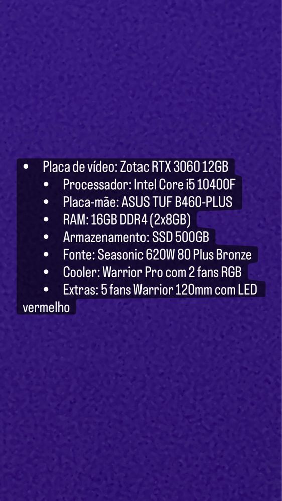 Pc gaming , como novo ! *ver a ultima foto !
