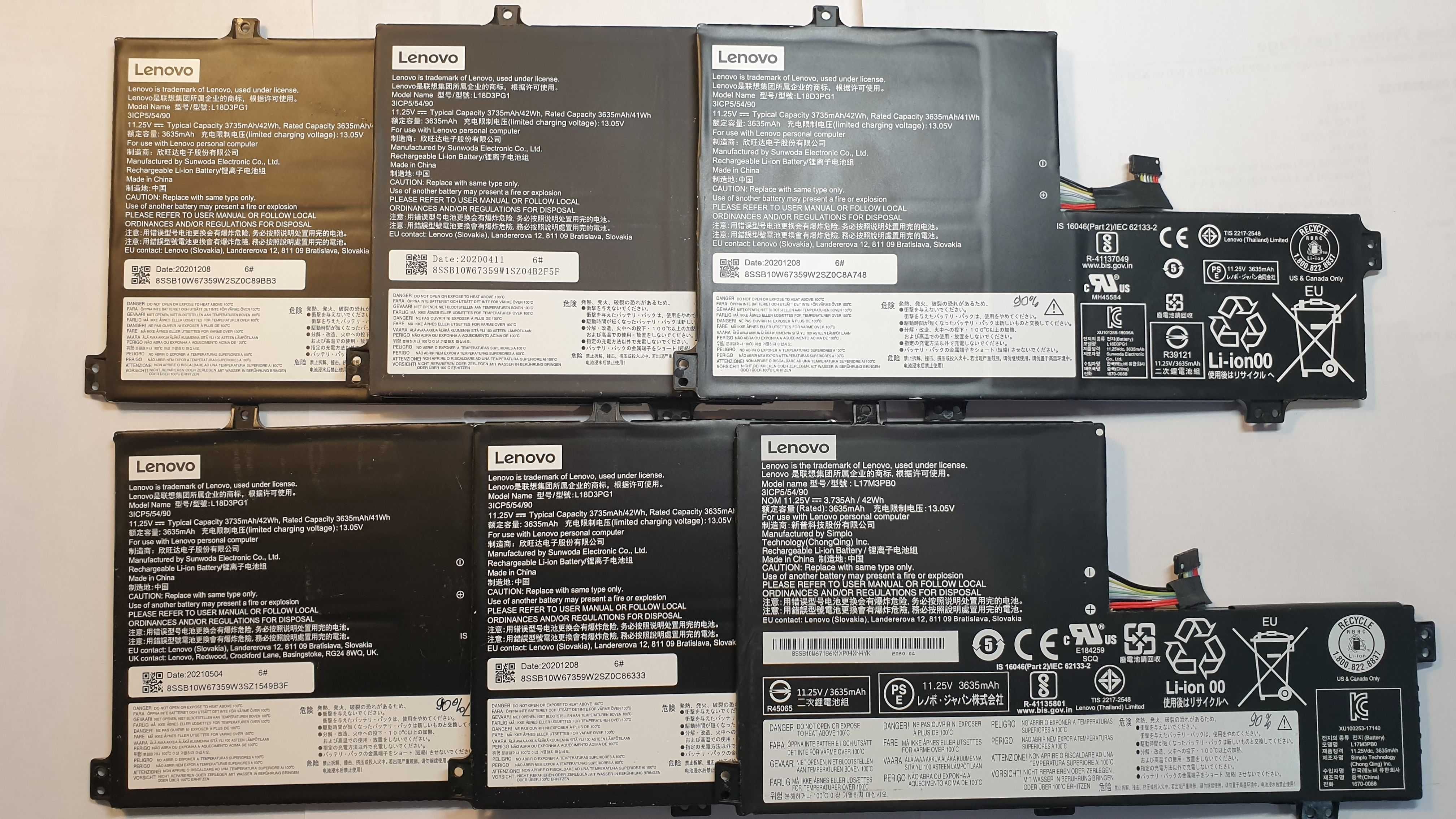 Батареи для Lenovo L18D3PG1, L17M3PB0, 00HW044, L15C2PB5   HP GM02XL