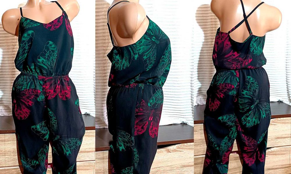 Жіночий брючний напівкомбінезон NEXT 48 розмір принт метелики