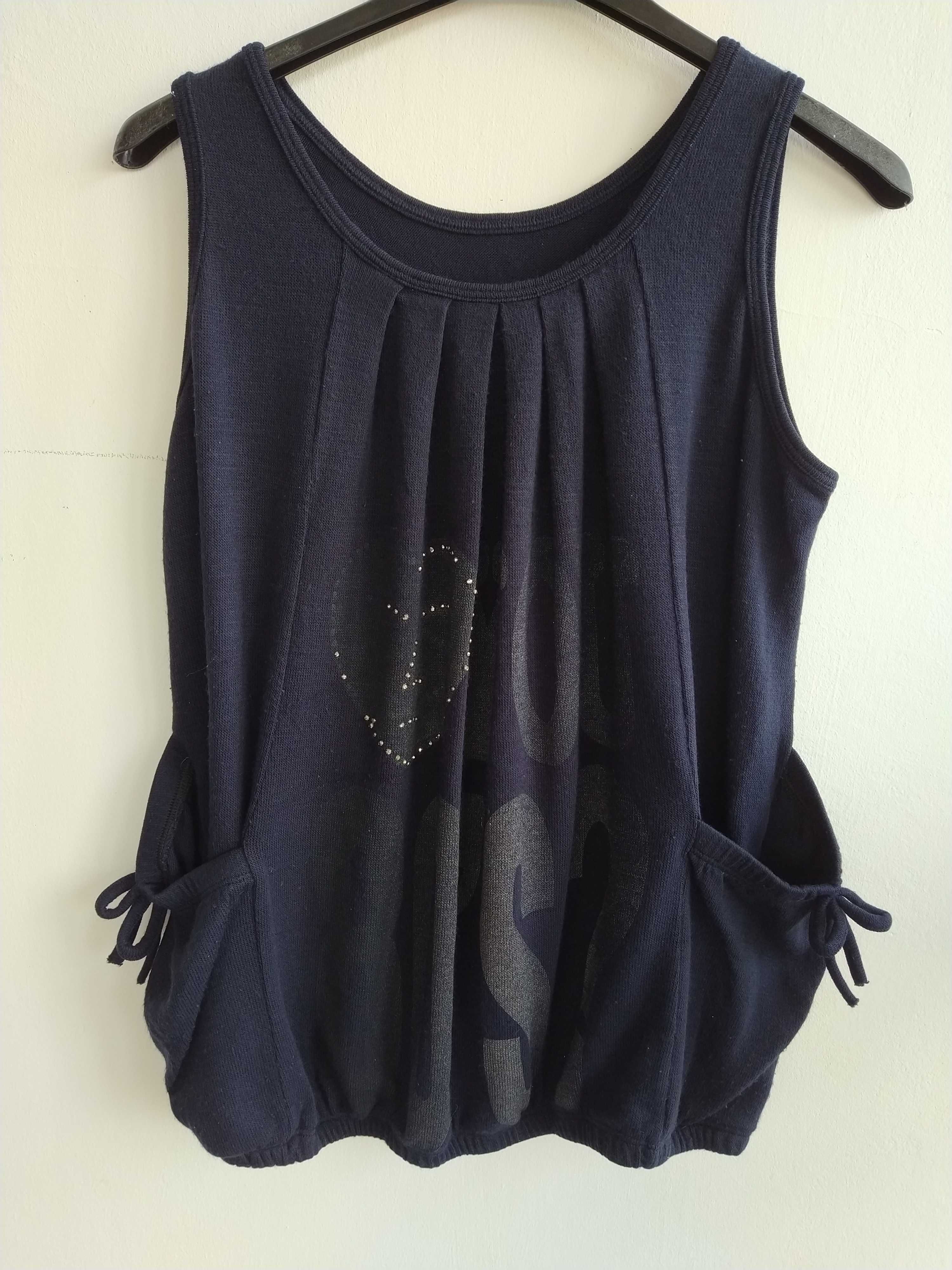 Top / camisola azul com brilhantes - Tamanho L / XL