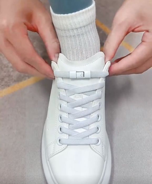 Sznurówki z magnetycznym zapięciem biale