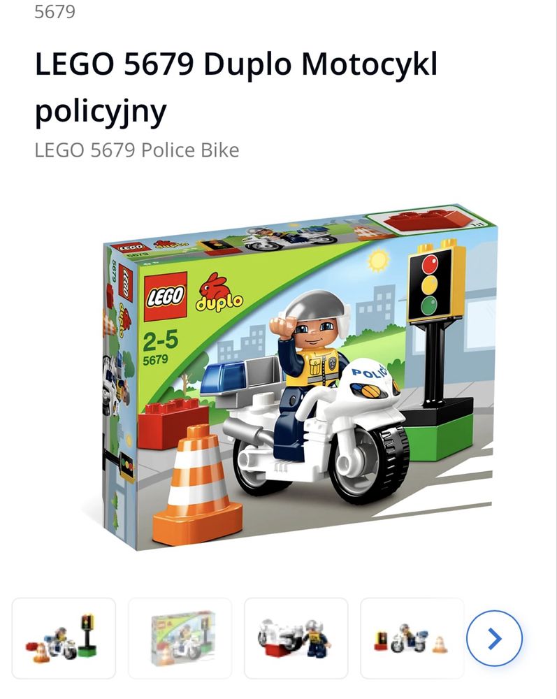 Lego 5679 Duplo Motocykl policyjny