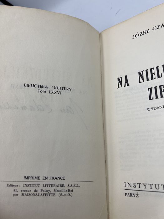 Jan czapski na nieludzkiej ziemi instytut literacki paryż 1962