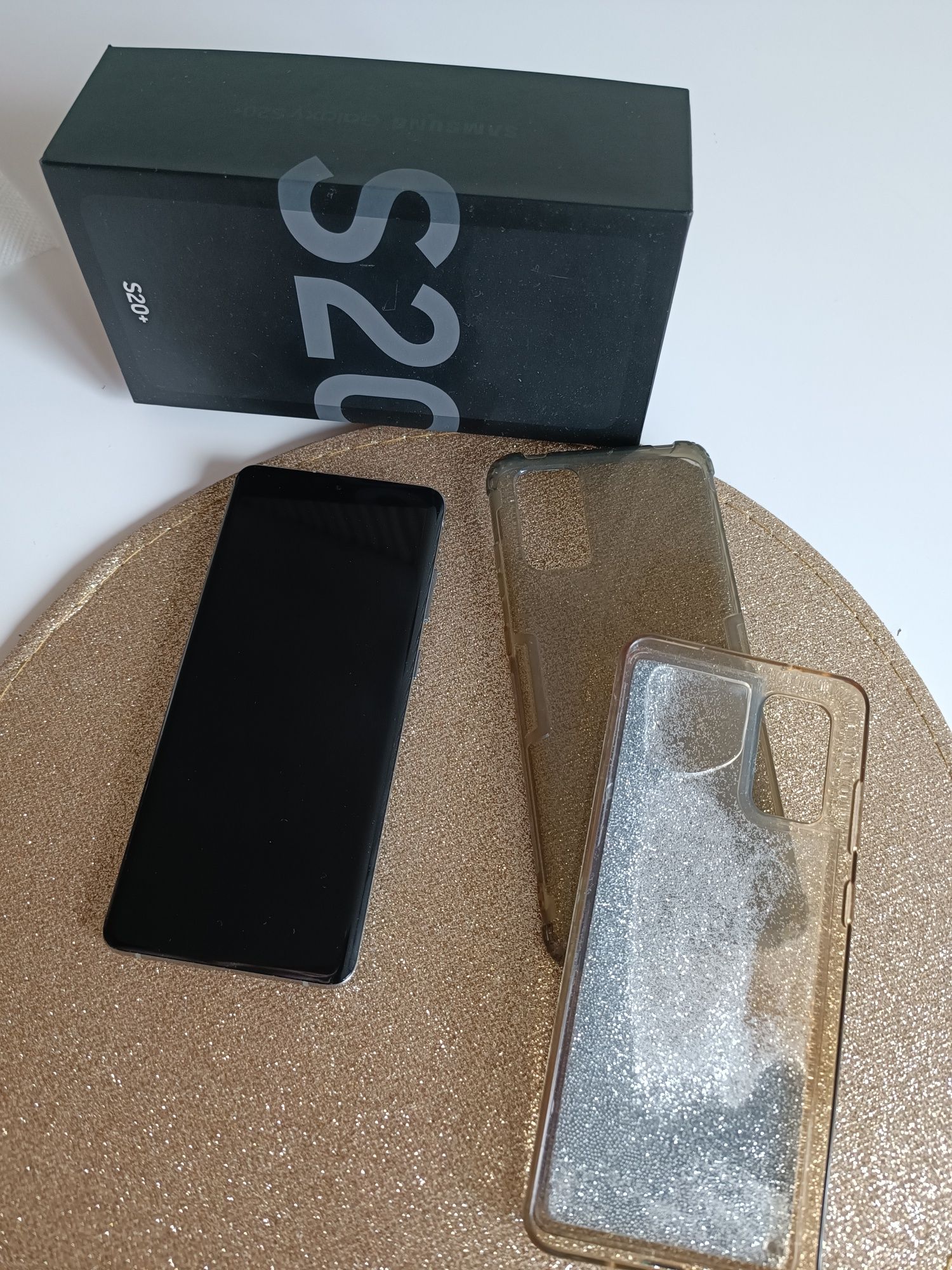 Samsung s20 + plus , komplet etui case złote