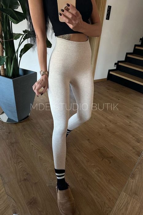 Szare legginsy kaszmirowe l/xl