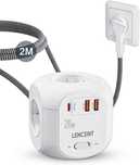 Listwa zasilająca Lencent 7w1 z USB i PD20W, 2 m, płaska wtyczka