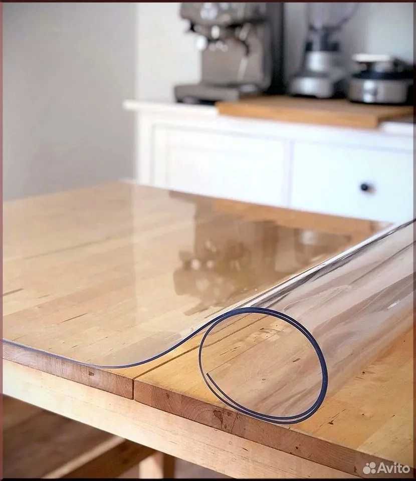Прозора Силіконова скатертина на стіл м'яке рідке скло плівка клейонка