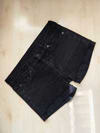 czarne szorty jeansowe postrzępione xs rock przecierane elastyczne s