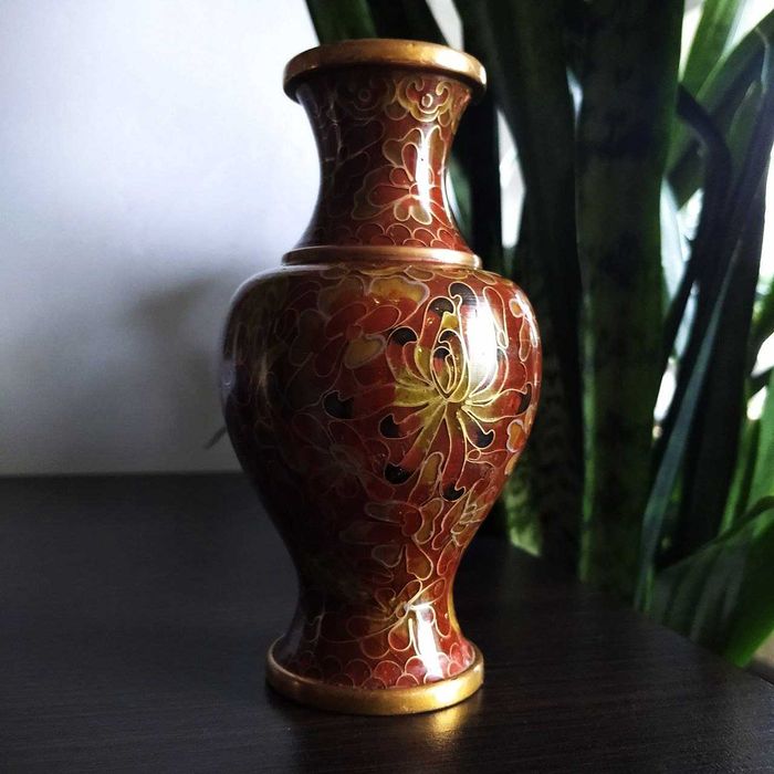 Клуазоне ваза антикварная 13см перегородчатая эмаль Китай в коллекцию