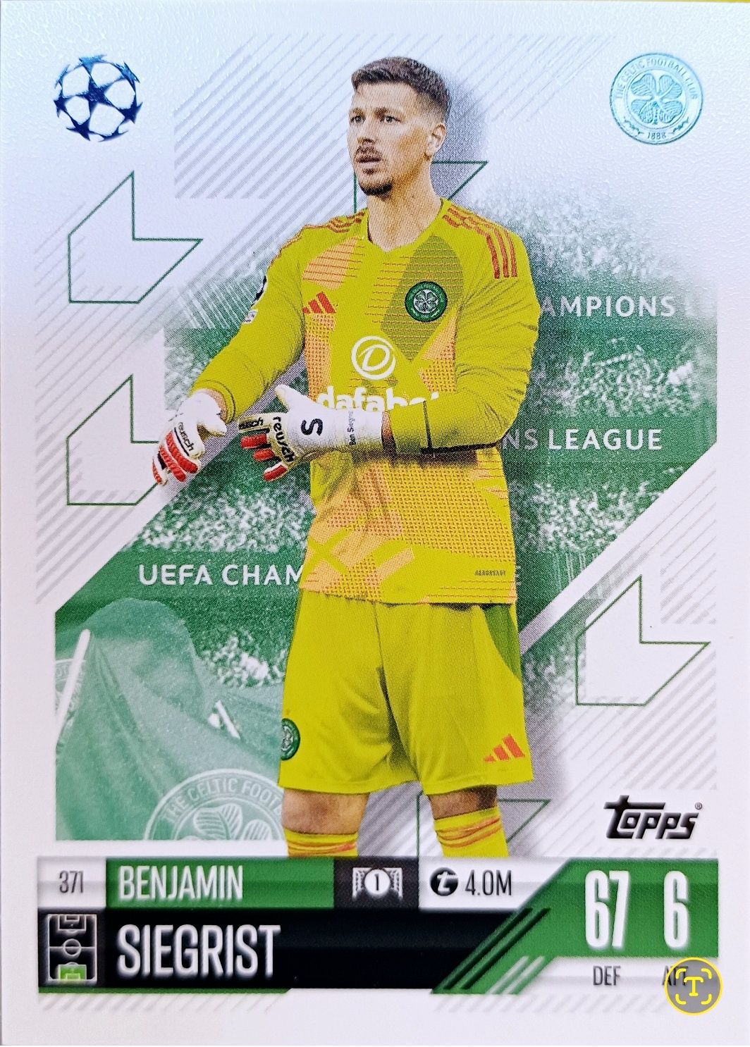 Karta kolekcjonerska Topps Match Attax: Benjamin Siegrist – Celtic FC