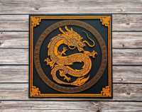 Картина дракон, китайський декор стіну, золотий дракон арт, стринг арт