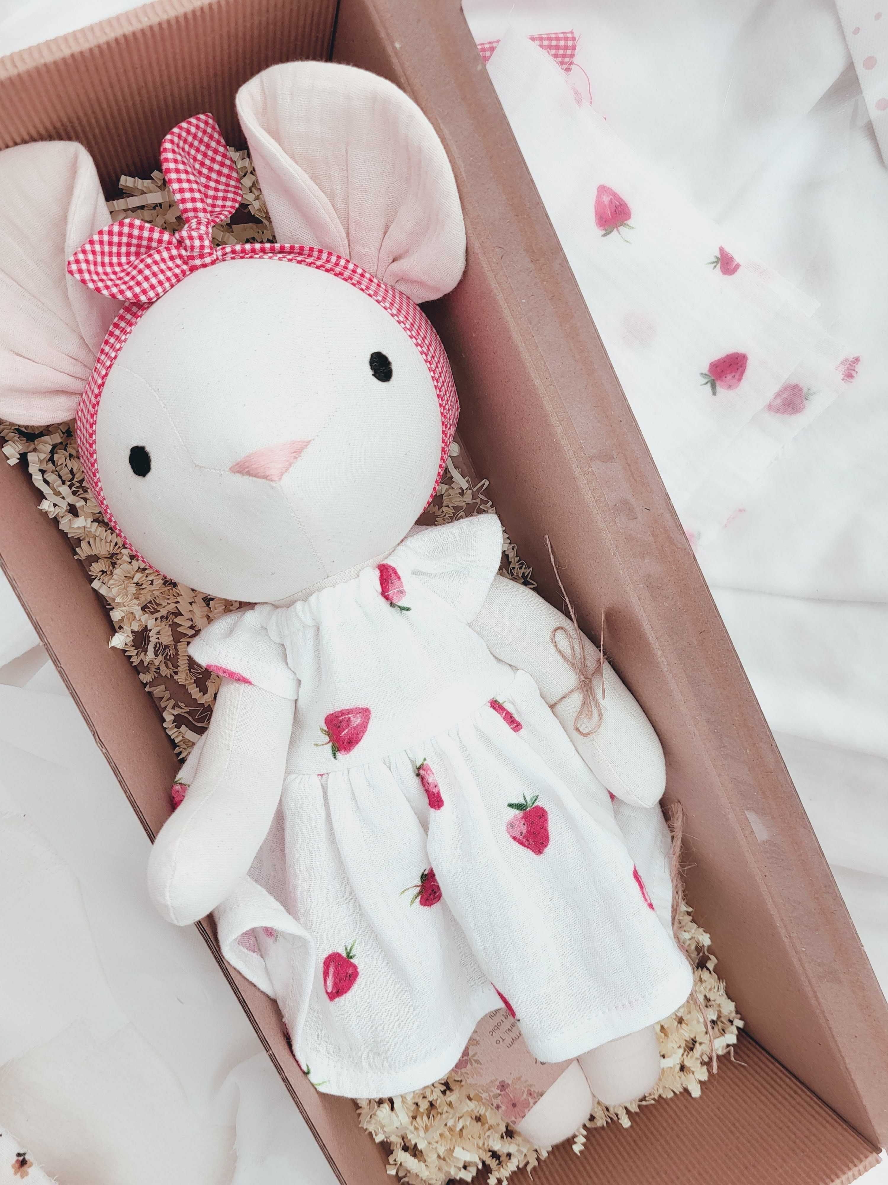 Lalka szyta Myszka prezent chrzciny urodziny rękodzieło handmade