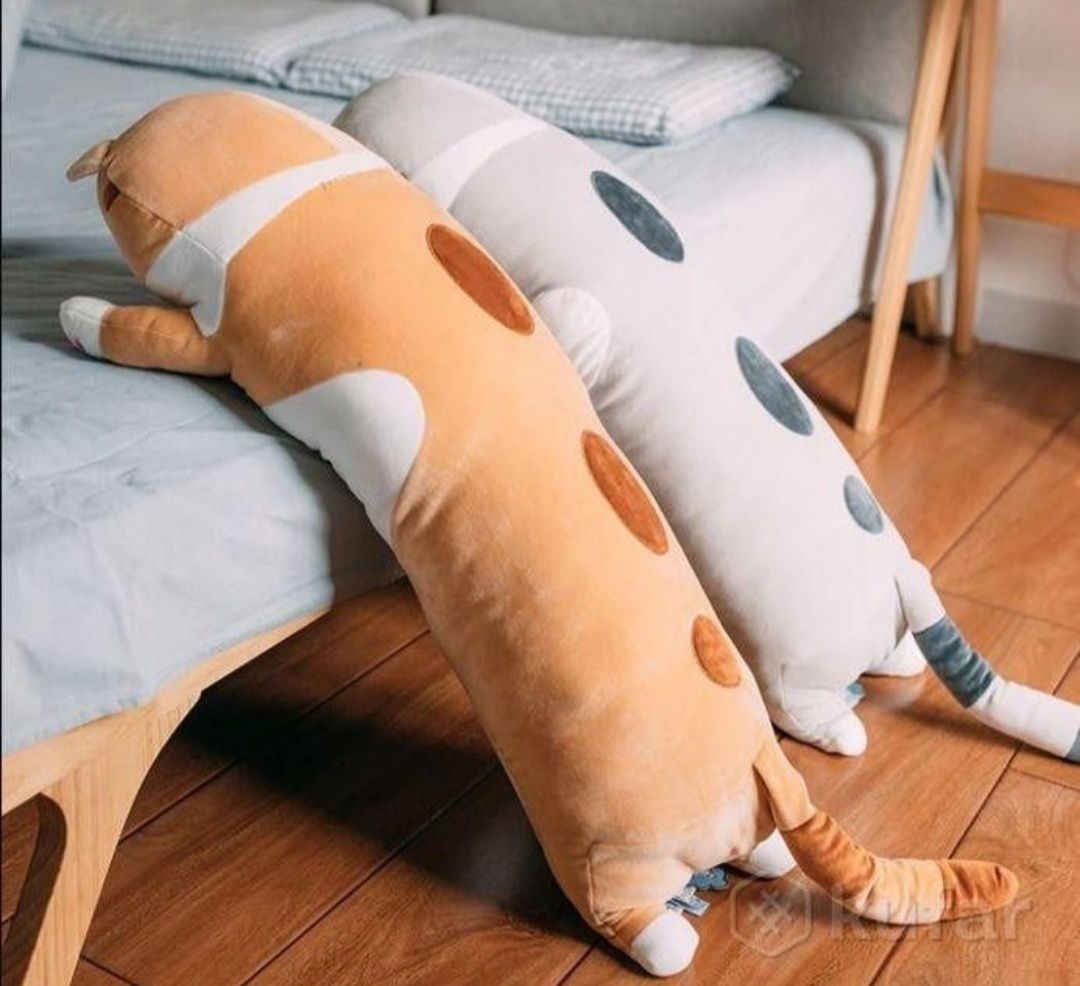 Мягкая игрушка подушка обнимашка длинный кот батон 110 см