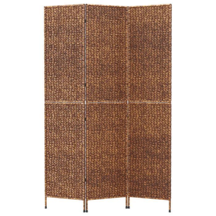 vidaXL Parawan pokojowy 3-panelowy, brązowy, 122x180 cm, hiacynt wodny