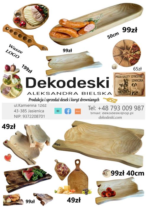 " KORYTA DREWNIANE Producent Koryt do Cateringu Restauracji, Karczmy