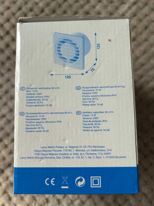 Wentylator ścienny wyciągowy LM Celcia 10W 125mm