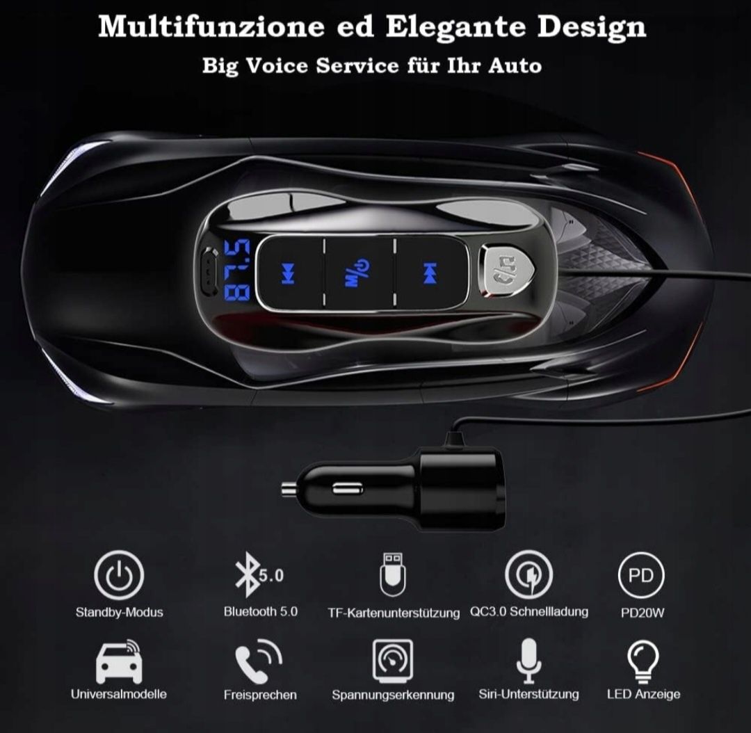 Transmiter samochodowy Bluetooth Sonru BC56 QC 3.0 BT 5.0