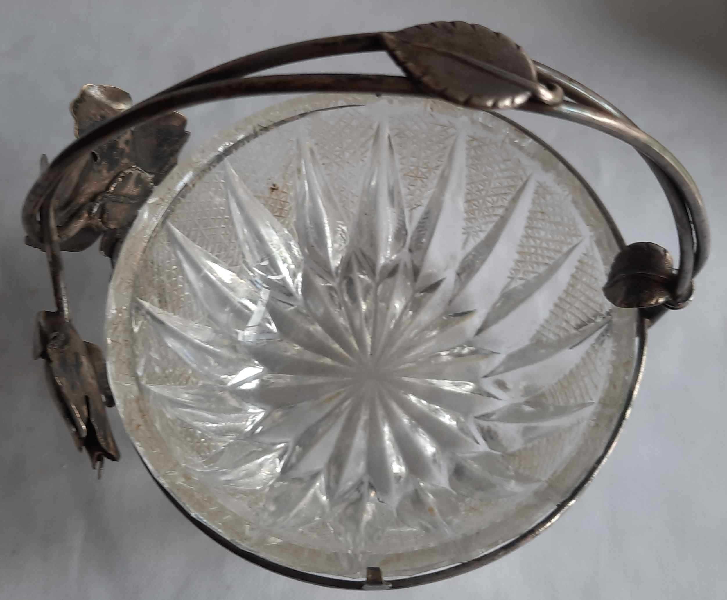 Cukiernica z Różą Plater Szkło Vintage Prl