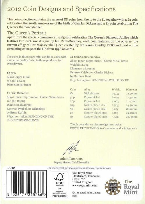 Inglaterra - - - "Carteira Anual BNC-2012" - - - - - Moedas