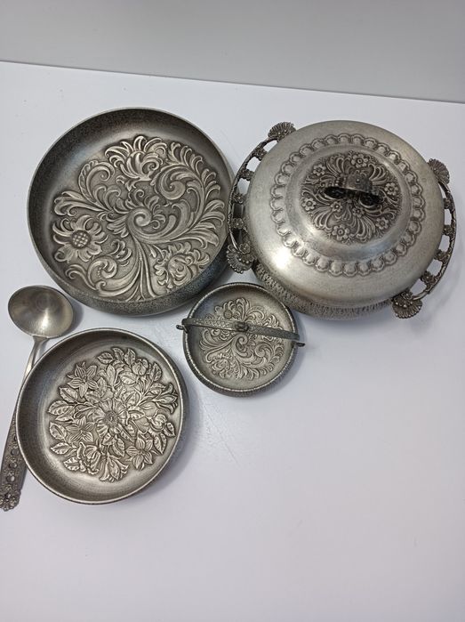 Norweski zestaw naczyń z cyny EIK, antyk, nordycki styl, wikingowie