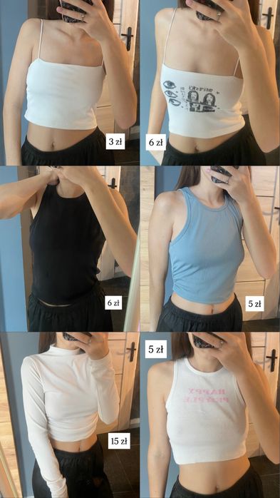 Zestaw 6 topów damskich – różne wzory i kolory