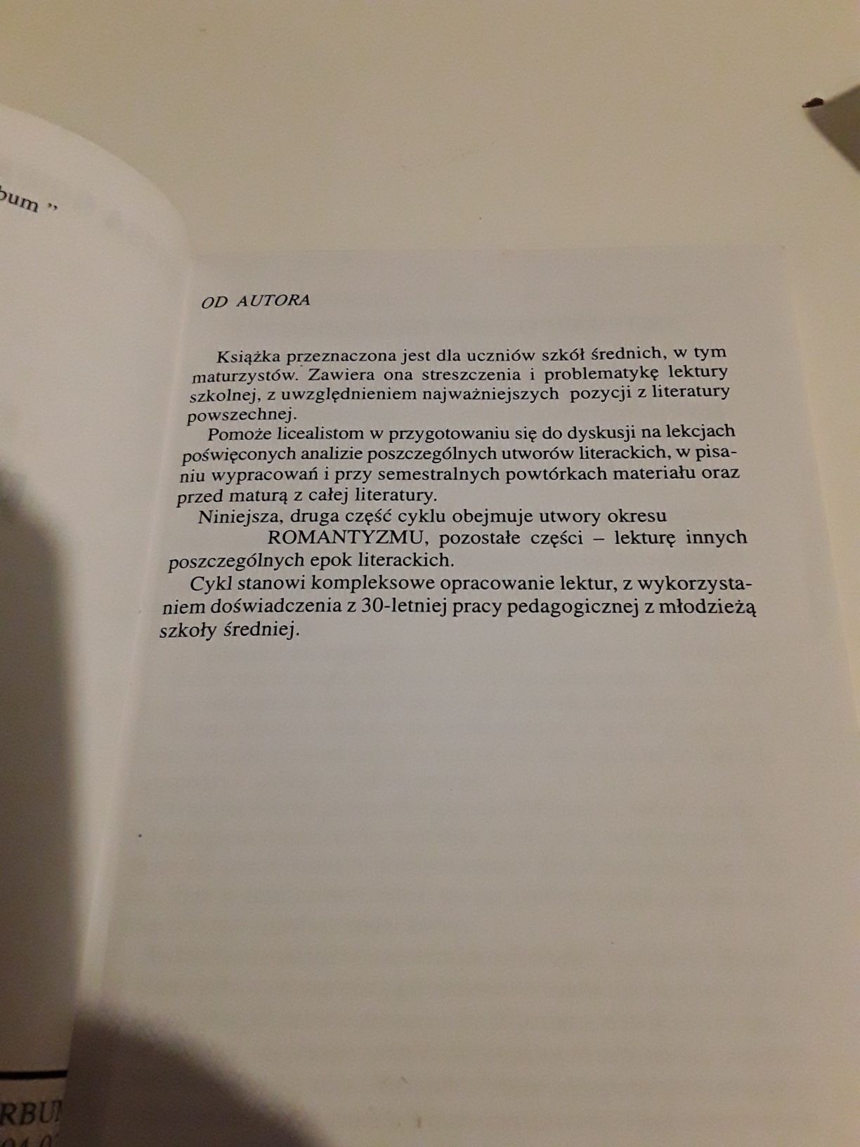 Romantyzm streszczenia problematyka lektury szkoły średniej Nowacka