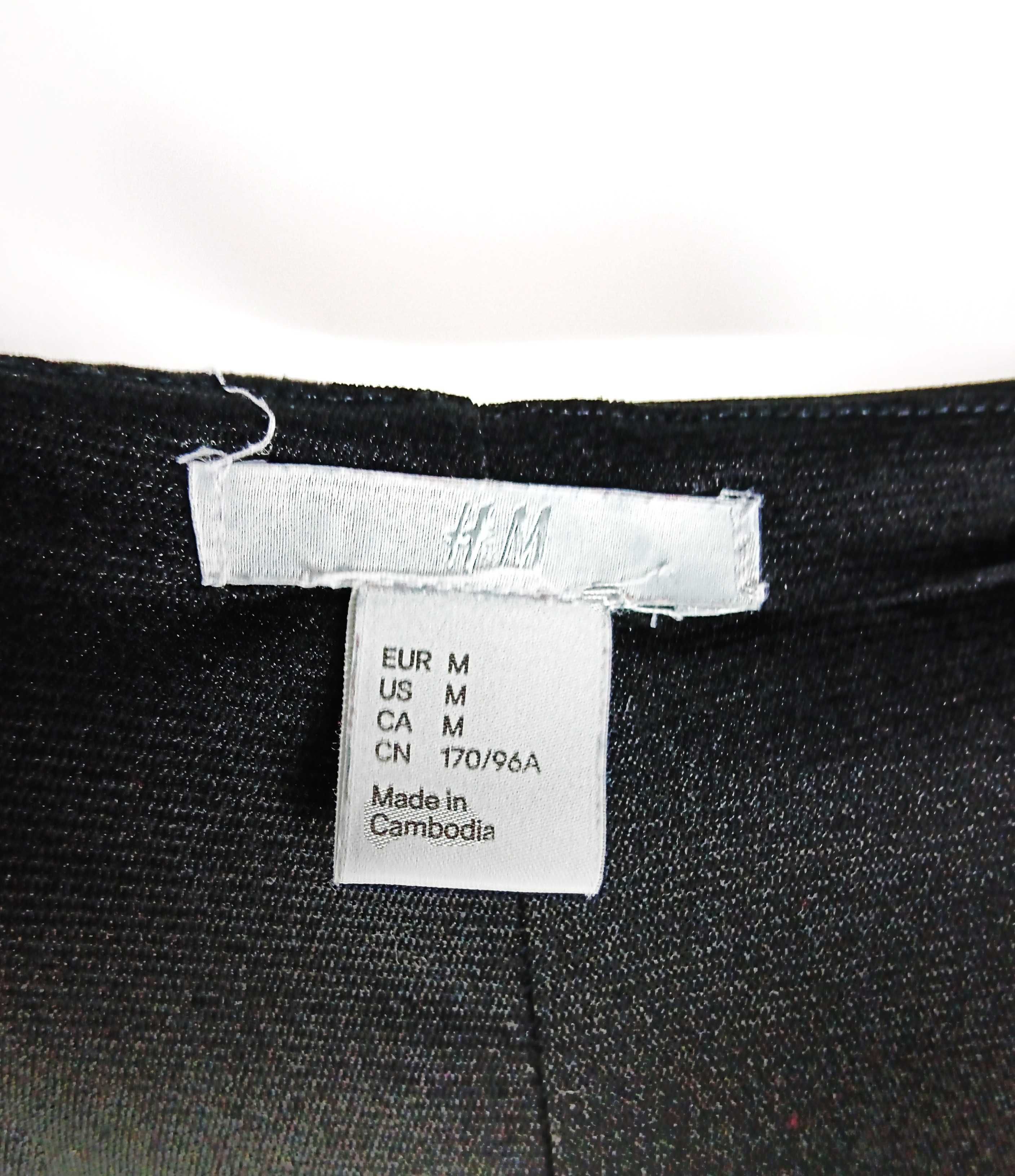 Czarna krótka sukienka damska z marszczenie krótki rękaw H&M M/38