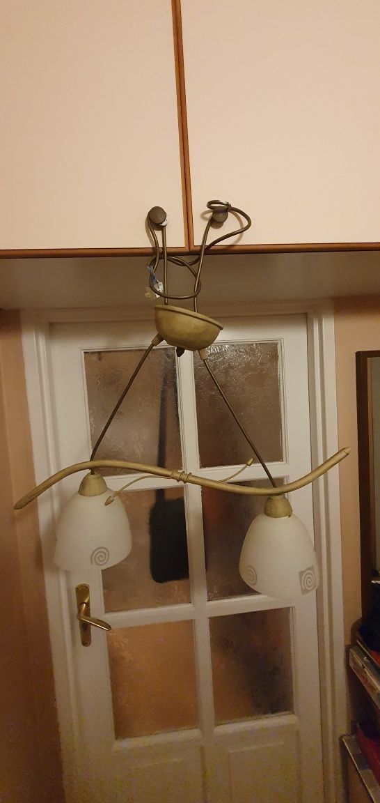 Żyrandol,  lampa podwojna z ozdobami