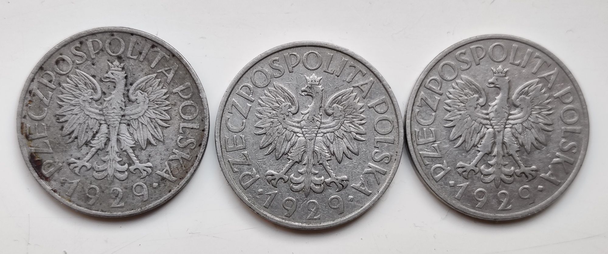 3 historyczne monety 1 złoty 1929 – II RP – oryginalne, 2szt