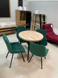 (968) Stół okrągły + 4 krzesła, nowe 1130 zł