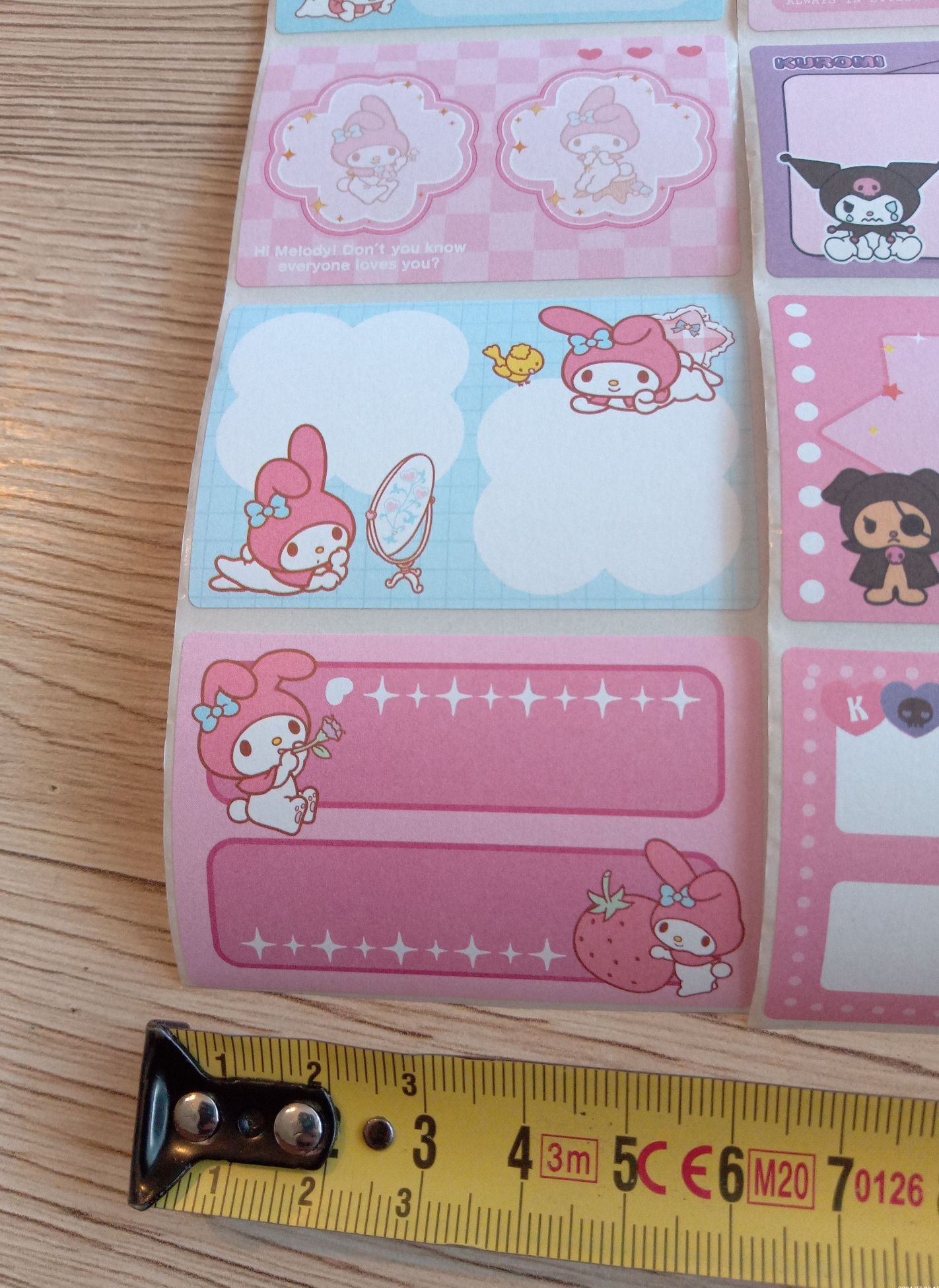 24 naklejki na zeszyt książkę my melody kuromi