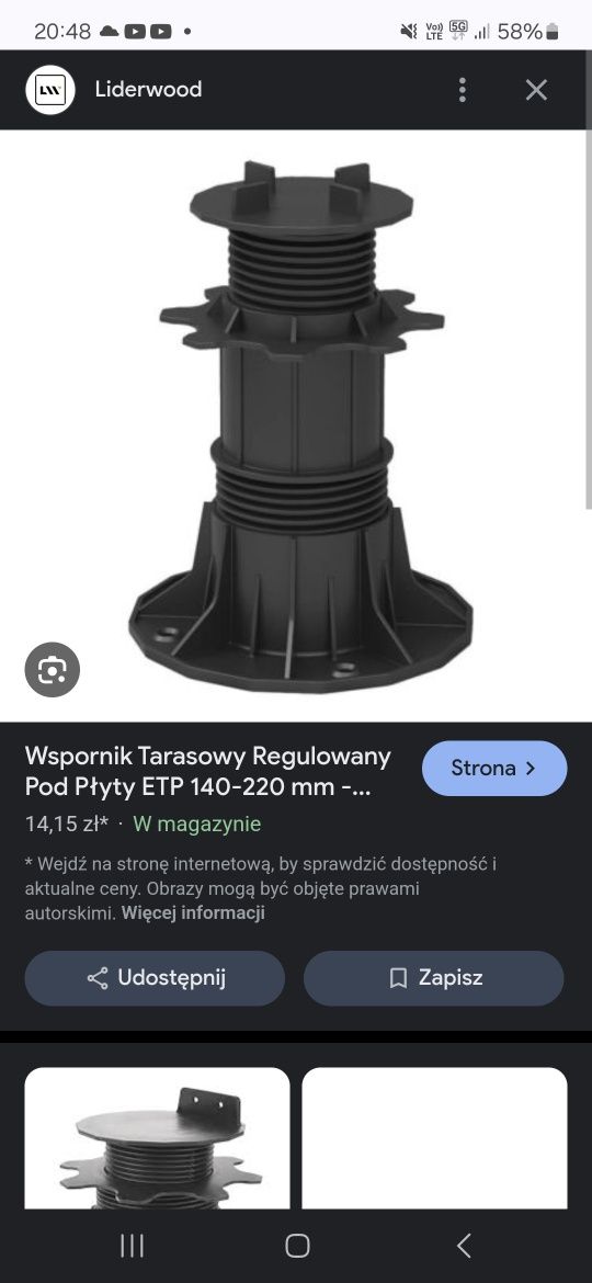 Wspornik tarasowy regulowany