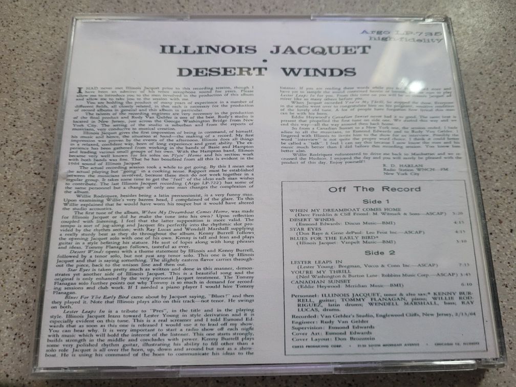 CD-R Illinois Jacquet Desert Winds rip z LP 1964 Argo