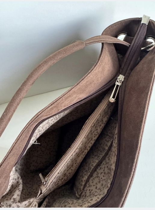 Torebka zamszowa Czekoladowa  Flora&Co