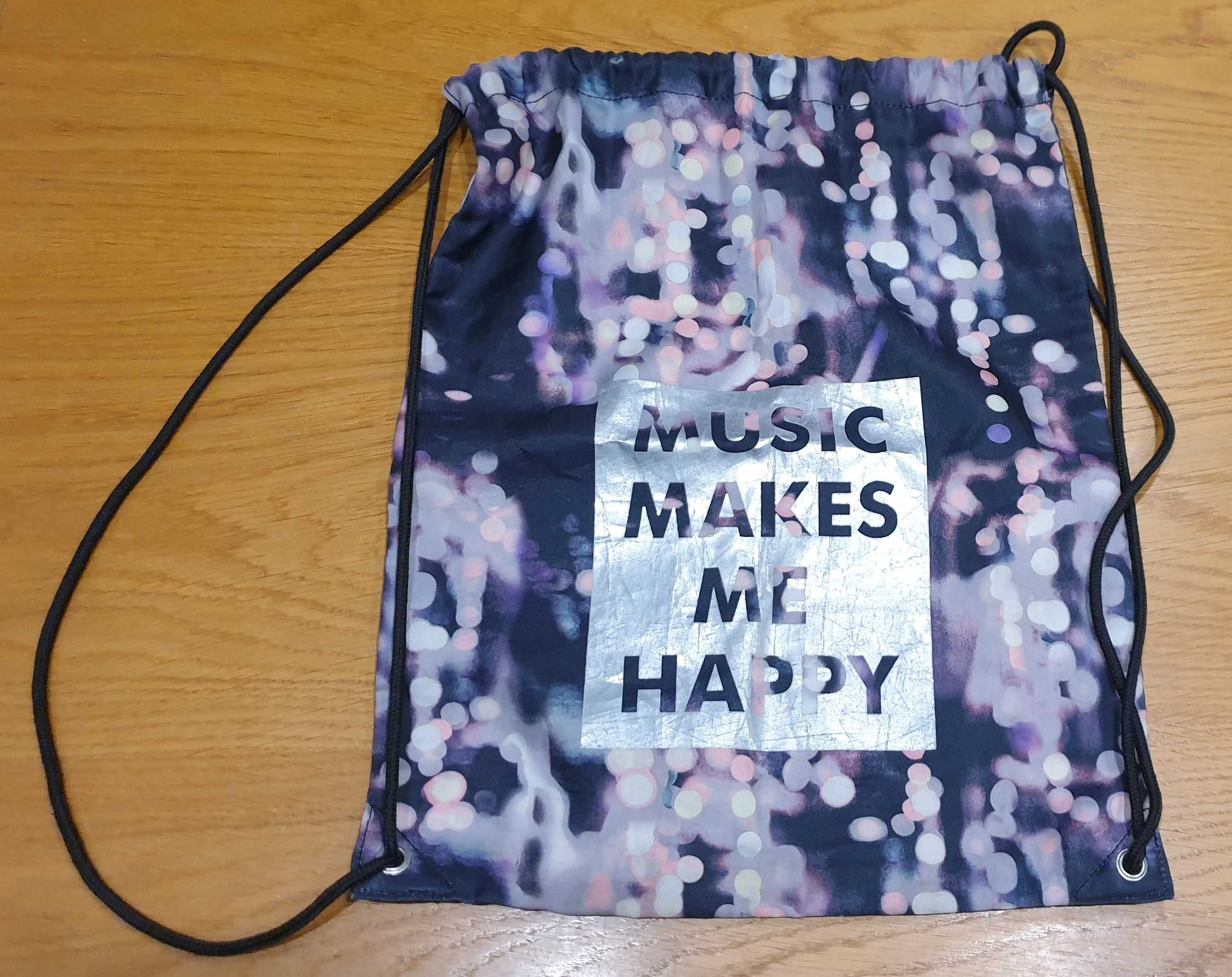 worek H&M kolorwy "music makes me happy"