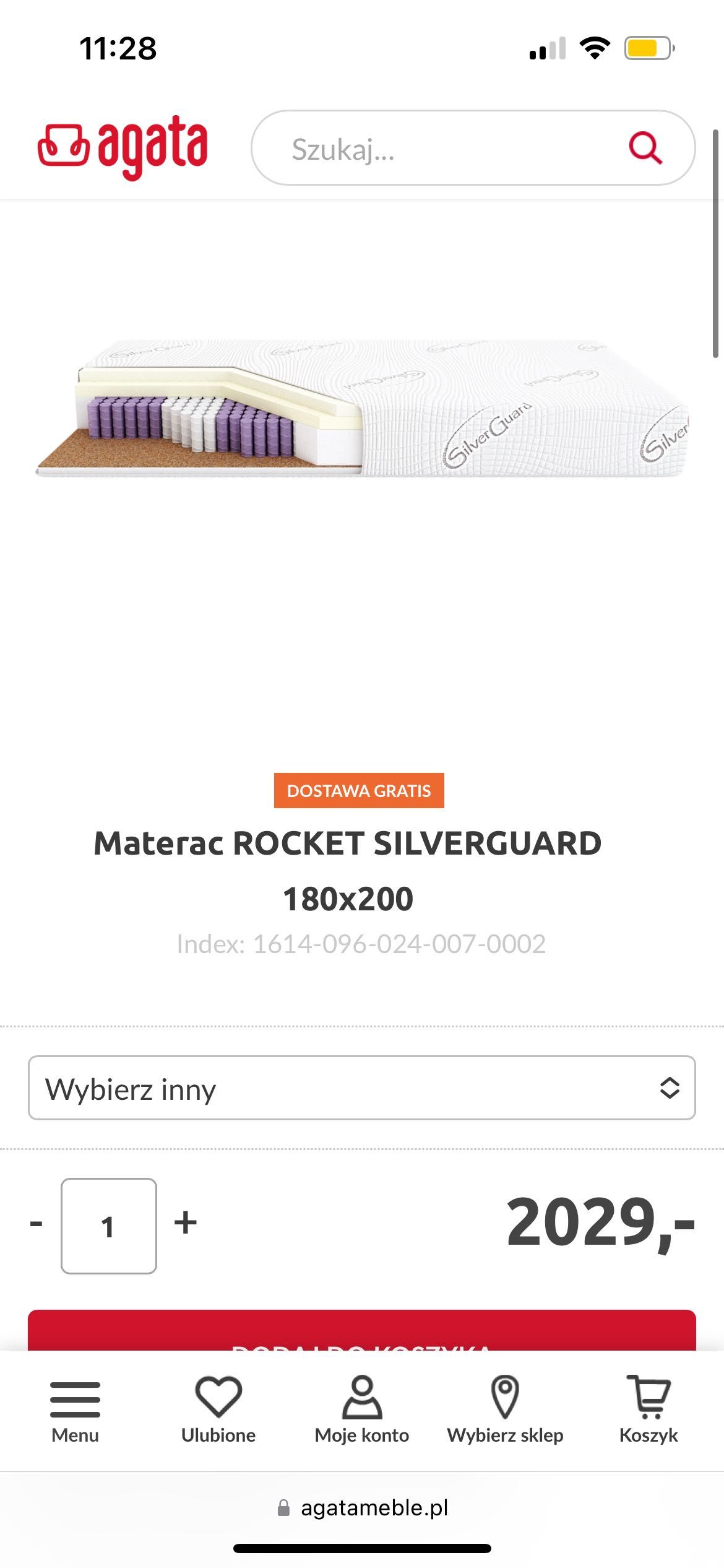 Materac ROCKET silverguad 180x200