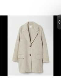 Базове бежеве пальто H&M піджак прямого вільного крою шерстяне вовна