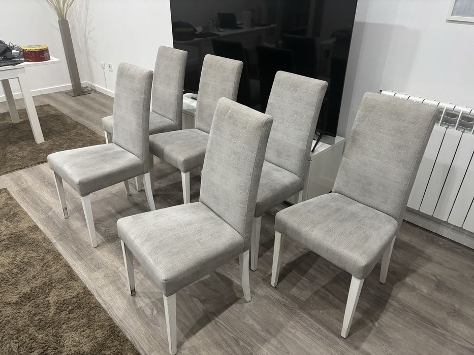6 cadeiras tecido cinza