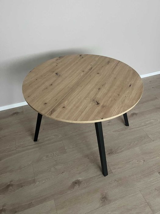 Stół okrągły rozkładany dąb artisan/czarny