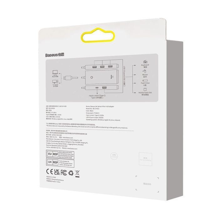 Baseus Lite Series przejściówka HUB USB Typ C - 4x USB 3.0 1m czarny