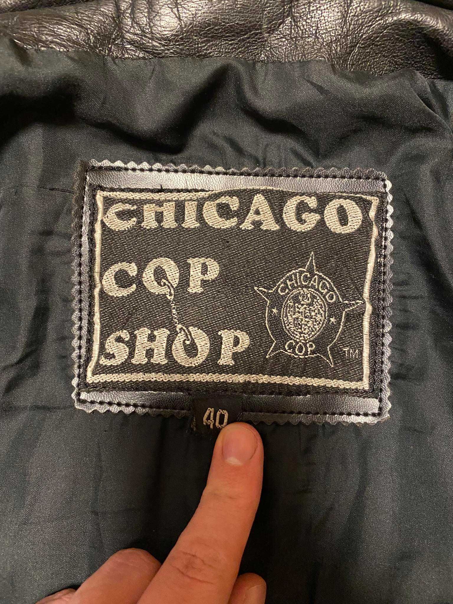Męska czarna skórzana kutka vinted Chicago Cop Shop