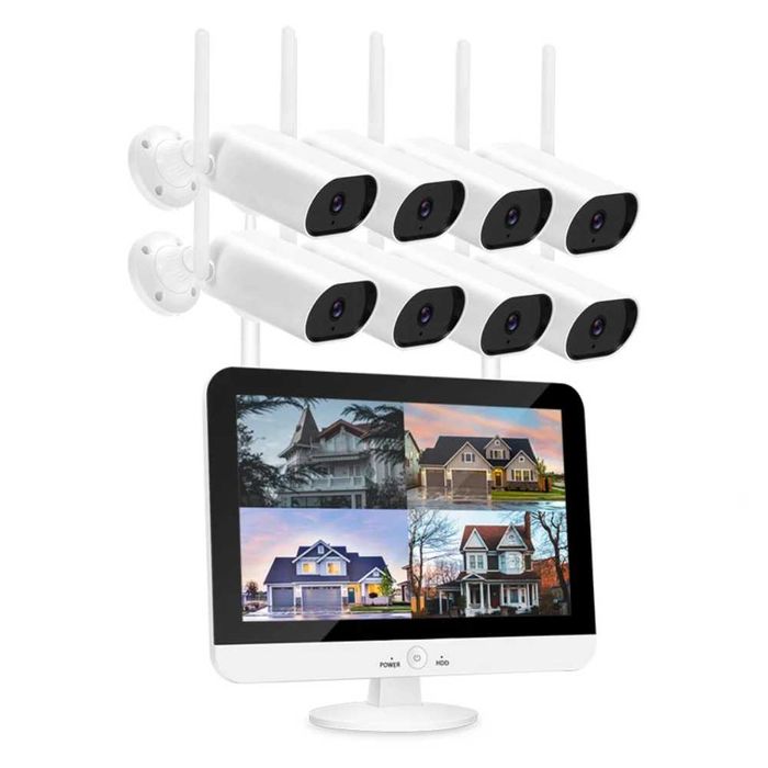 Kit Câmeras Vigilância/ NVR c/ LCD /4 Câmaras/3MP/ Visão Noturna 30 m