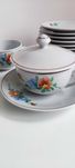 Komplet filiżanek do herbaty z koreańskiej porcelany 9 sztuk, PRL