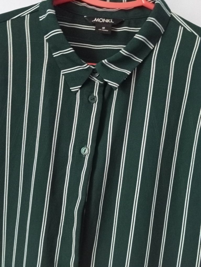 Koszula damska S M paski MONKI krótsze rękawy elegancka wizytowa