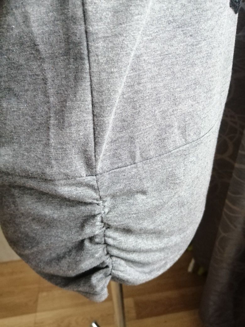 Bluzka hande made z aplikacja z koronki i skóry L XL