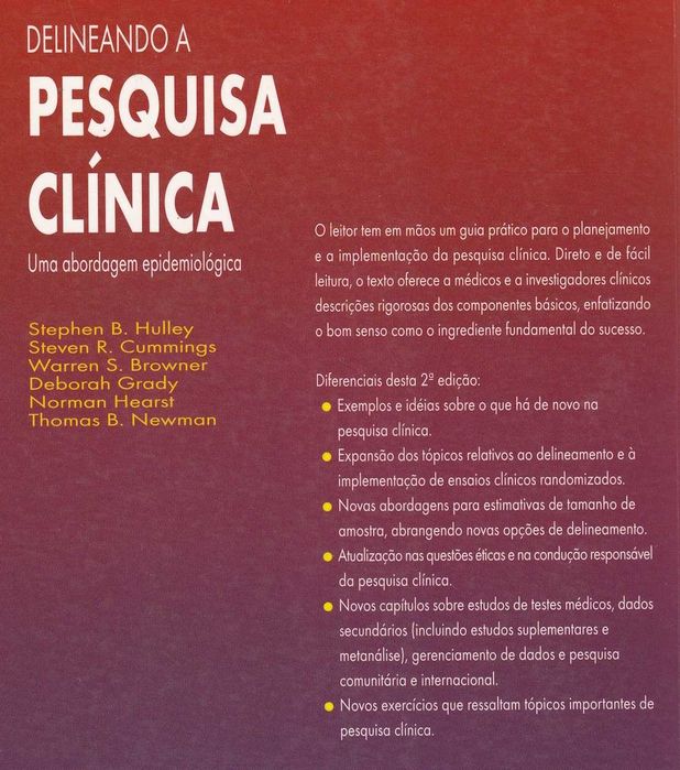 Livro Delineando a Pesquisa Clínica de Hulley et al [Portes Incluídos]