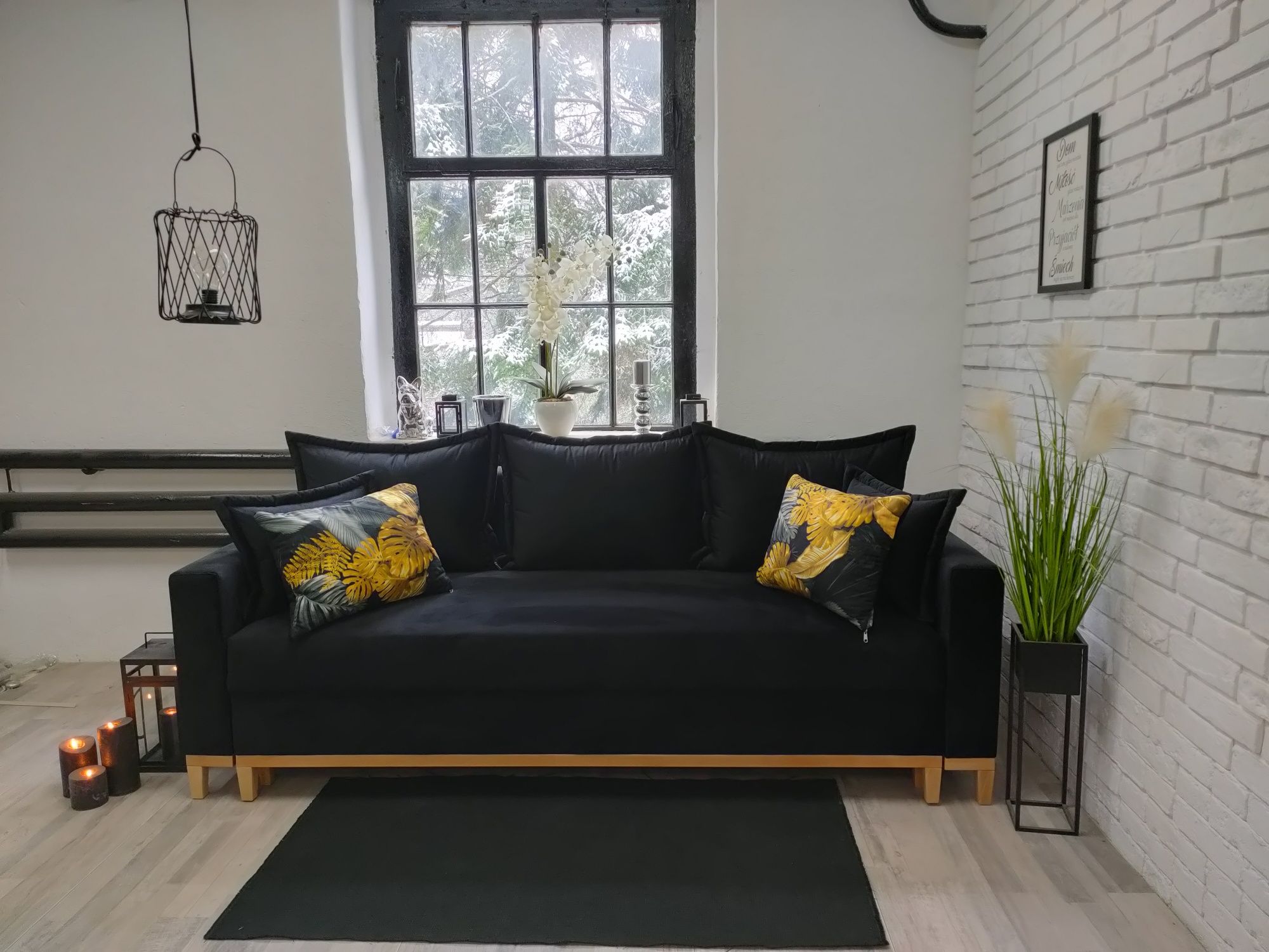 Kanapa sofa Tokio, sprężyny welur drewno